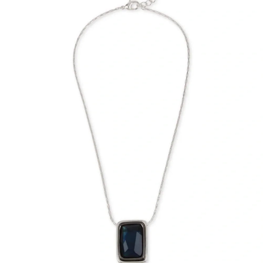 Robert Lee Morris Soho Silver Tone Geometric Blue Stone Necklaces